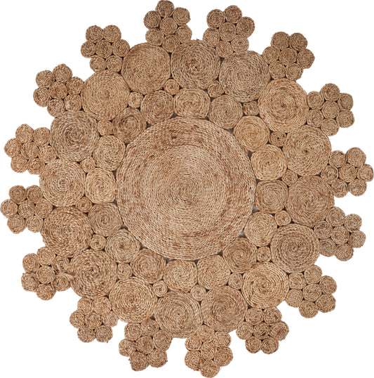 Ox Bay Natural Floral Geometric All-Natural Jute Indoor Round Area Rug - Silo view