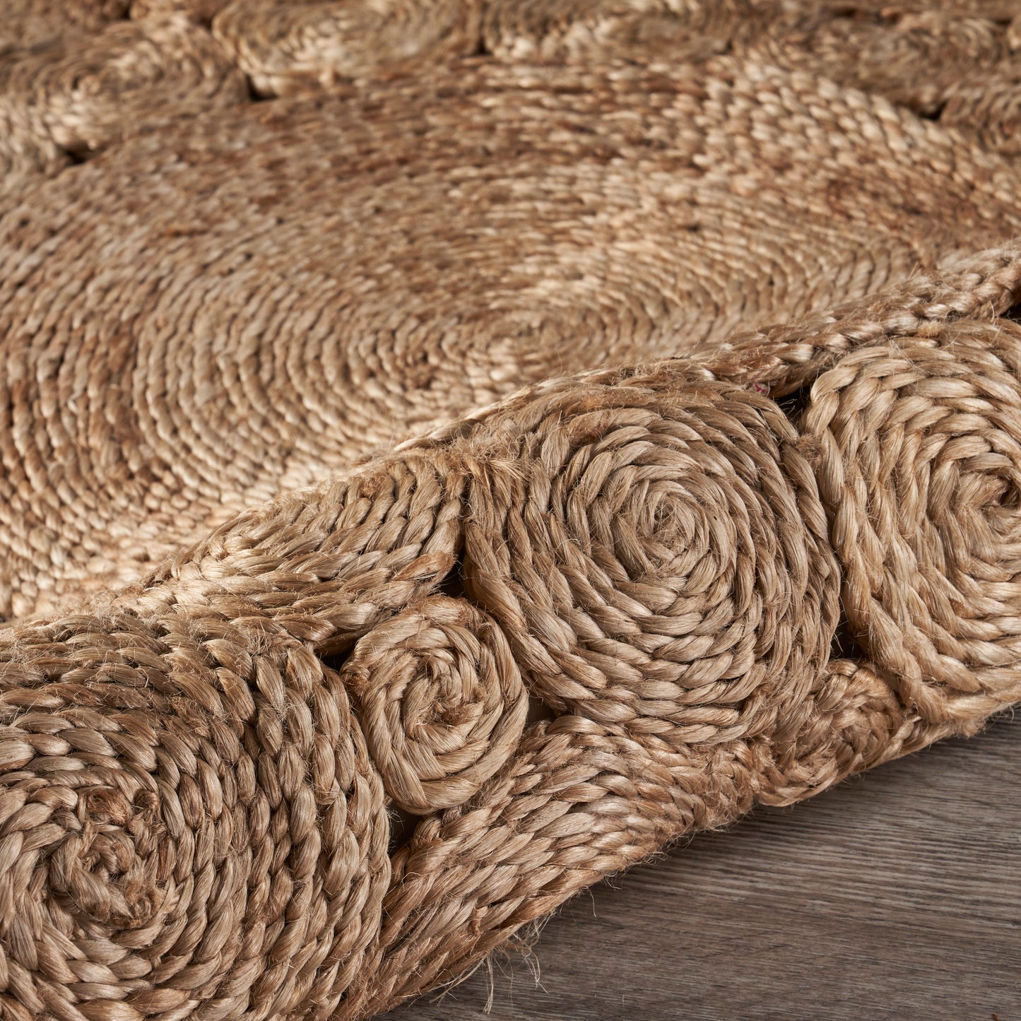 Boutique Jute-12043 Farmhouse Hand-Braided Brown Self-Backed Indoor Area Rug - LR Home