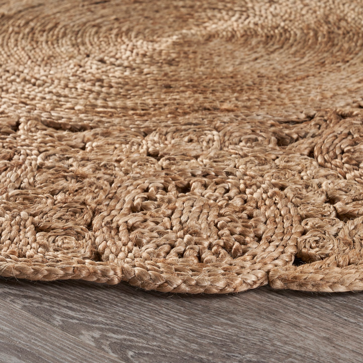 Boutique Jute-12045 Bohemian/Eclectic Hand-Braided Brown Self-Backed Indoor Area Rug - LR Home