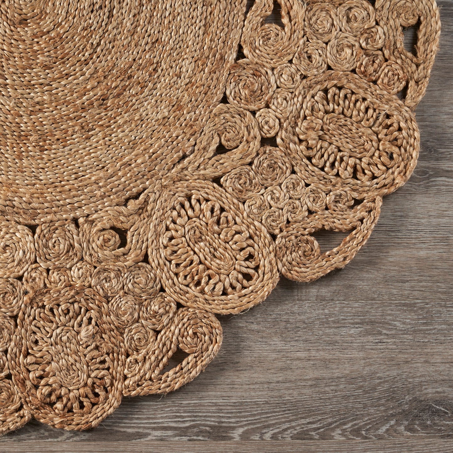 Boutique Jute-12045 Bohemian/Eclectic Hand-Braided Brown Self-Backed Indoor Area Rug - LR Home