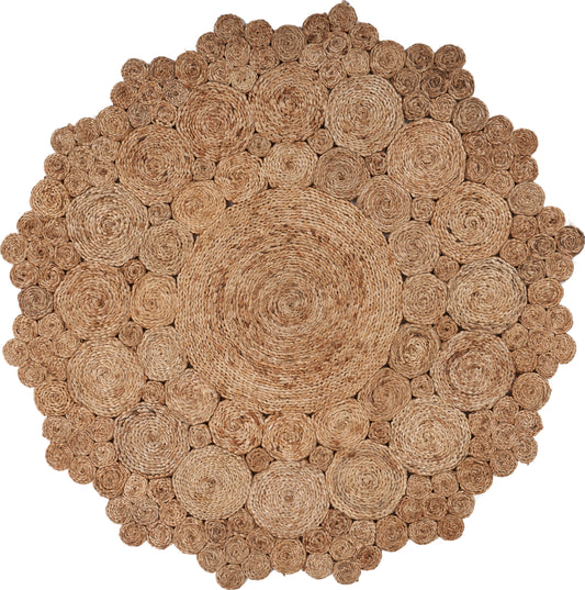 Ox Bay Natural Geometric Circles All-Natural Jute Indoor Round Area Rug - Silo view