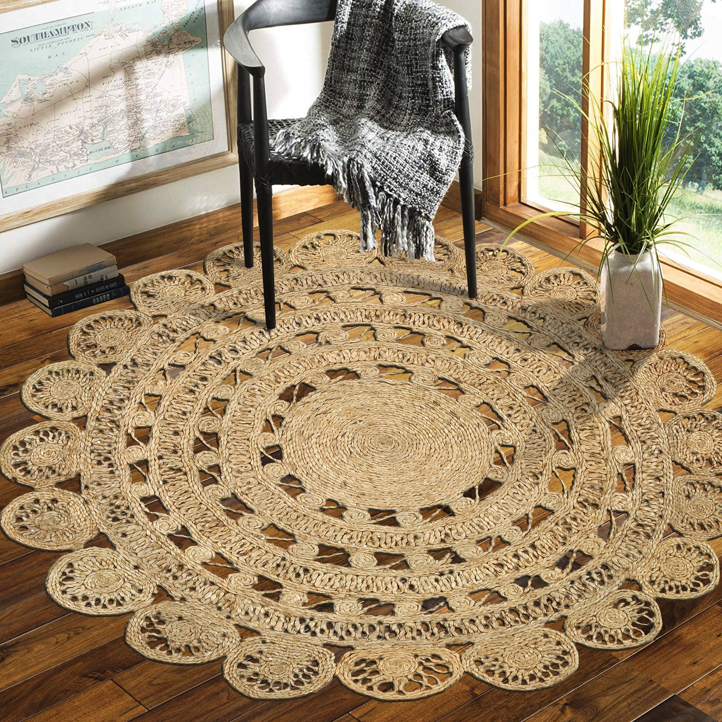 NATUR-50134 Modern/Contemporary Hand-Braided Natural Jute Indoor Area Rugs - LR Home