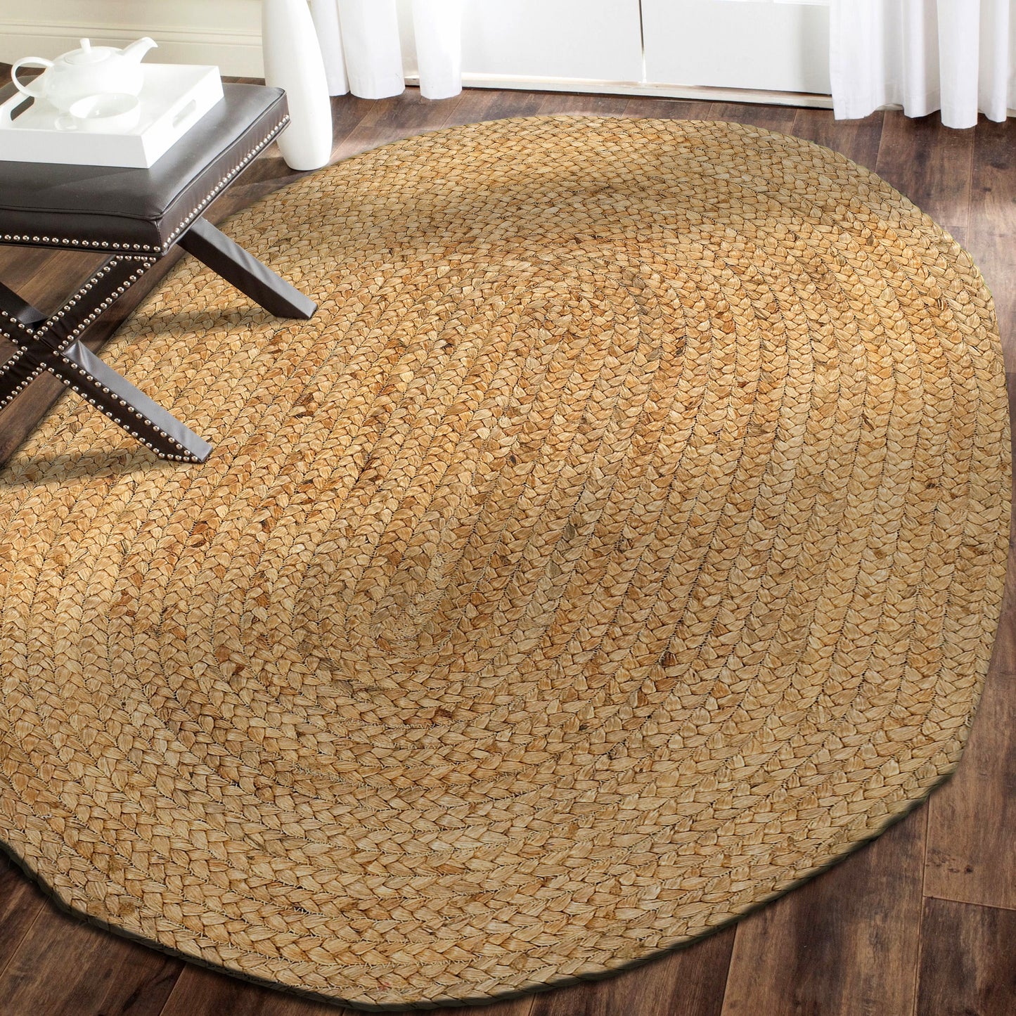 Boutique Jute-50135 Farmhouse Hand-Braided Brown Self-Backed Indoor Area Rug - LR Home