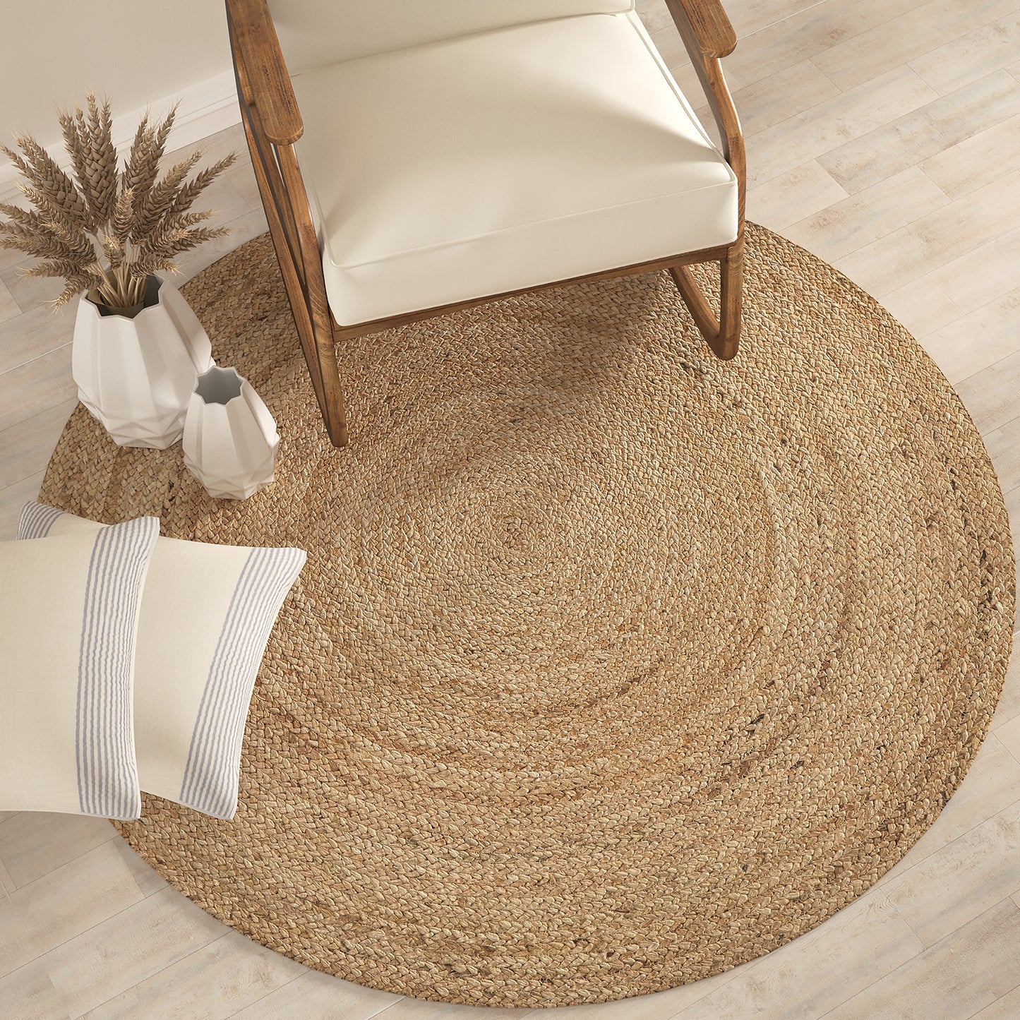 NATUR-12032 Modern/Contemporary Hand-Braided Natural Jute Indoor Area Rugs - LR Home