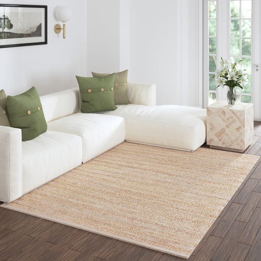 Natural Fiber-82397 Farmhouse Hand-Woven Winter Green Cotton Indoor Area Rug - LR Home