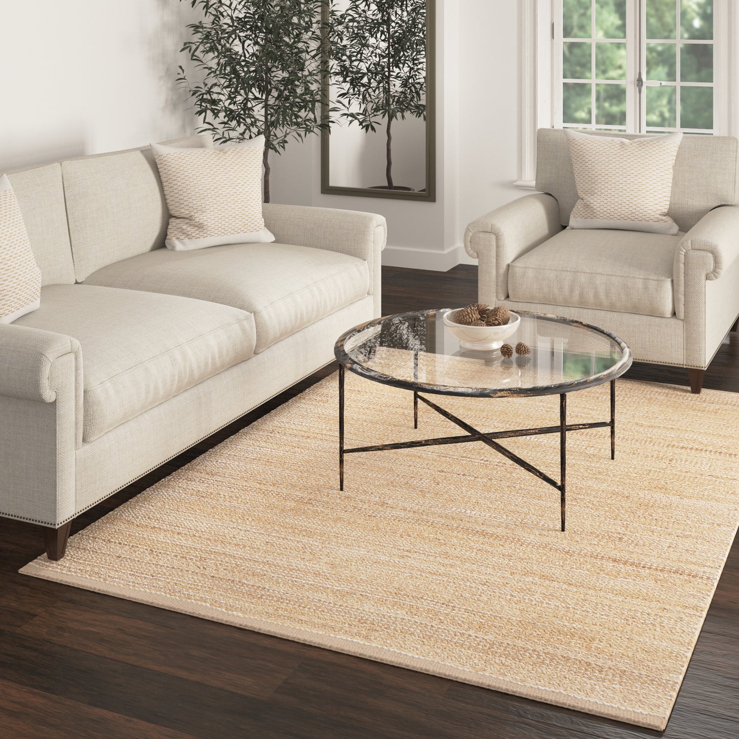 Natural Fiber-82400 Coastal Hand-Woven Cream/Ivory Cotton Indoor Area Rug - LR Home