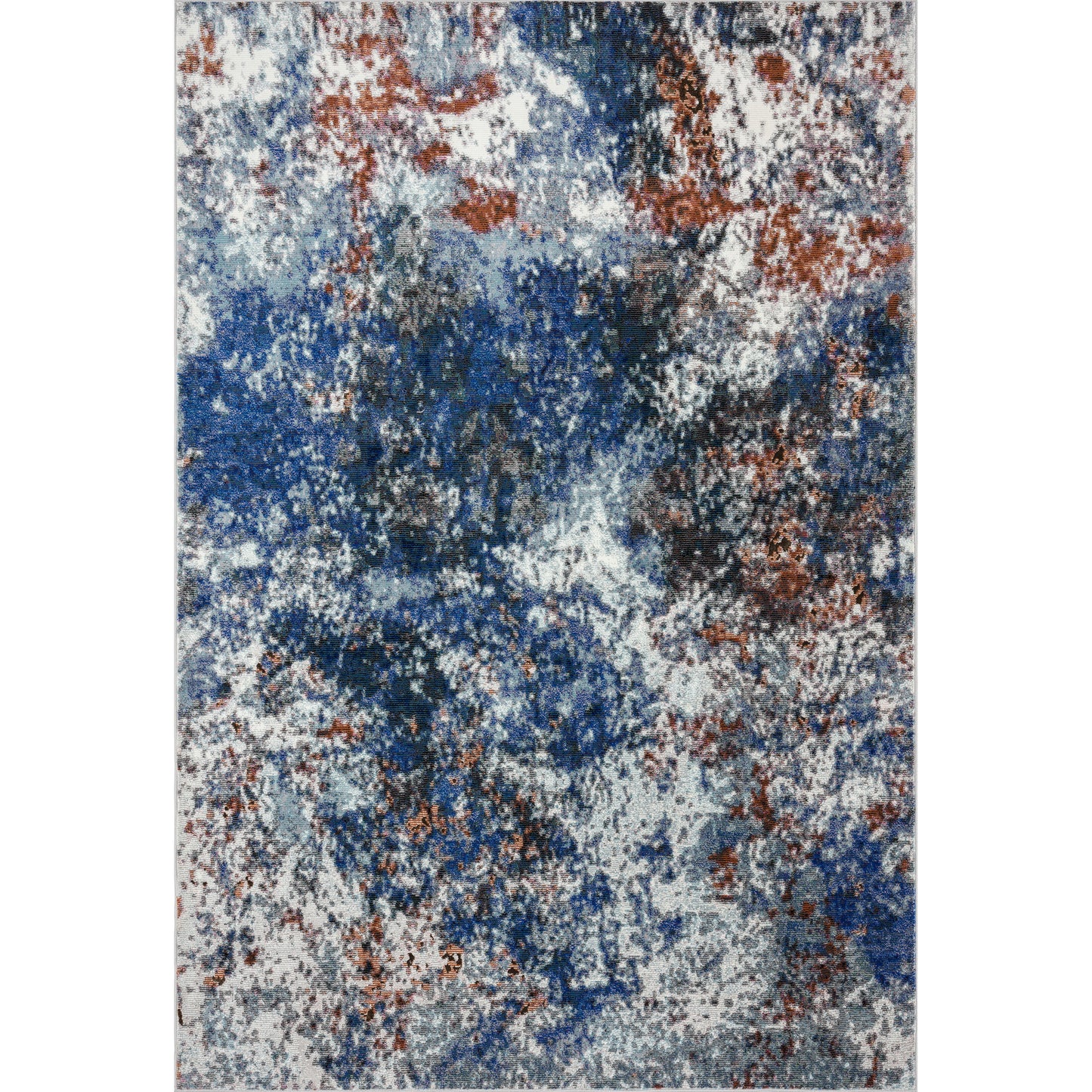Nimbus-81831 Modern Power-Loomed Dark Blue/Copper/White/Gray Cotton Indoor Area Rug - LR Home