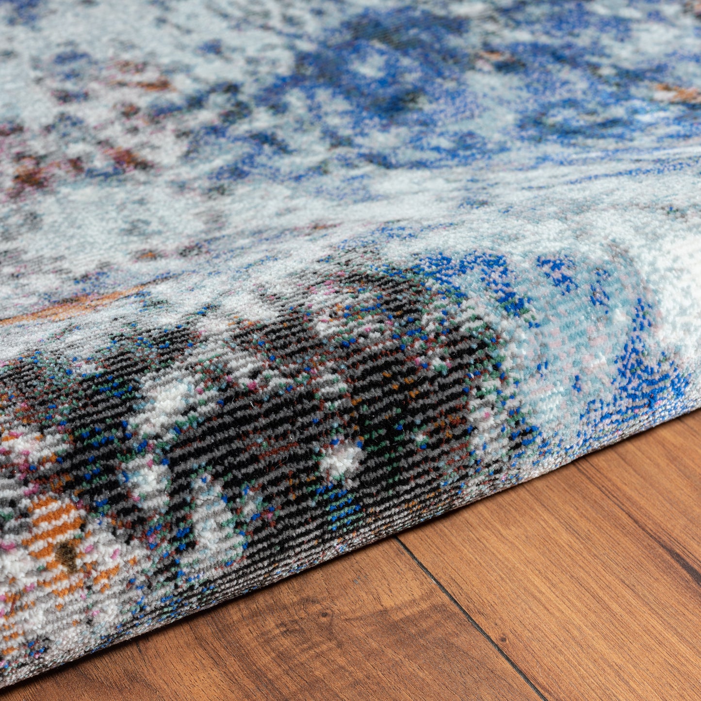 Nimbus-81831 Modern Power-Loomed Dark Blue/Copper/White/Gray Cotton Indoor Area Rug - LR Home