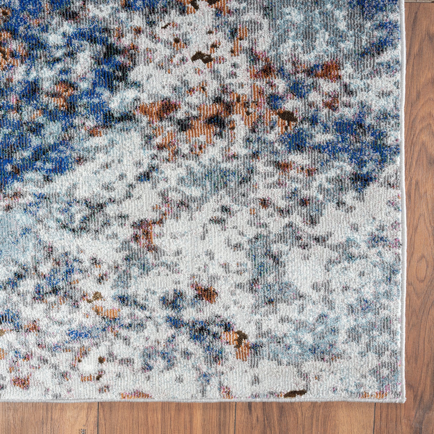 Nimbus-81831 Modern Power-Loomed Dark Blue/Copper/White/Gray Cotton Indoor Area Rug - LR Home