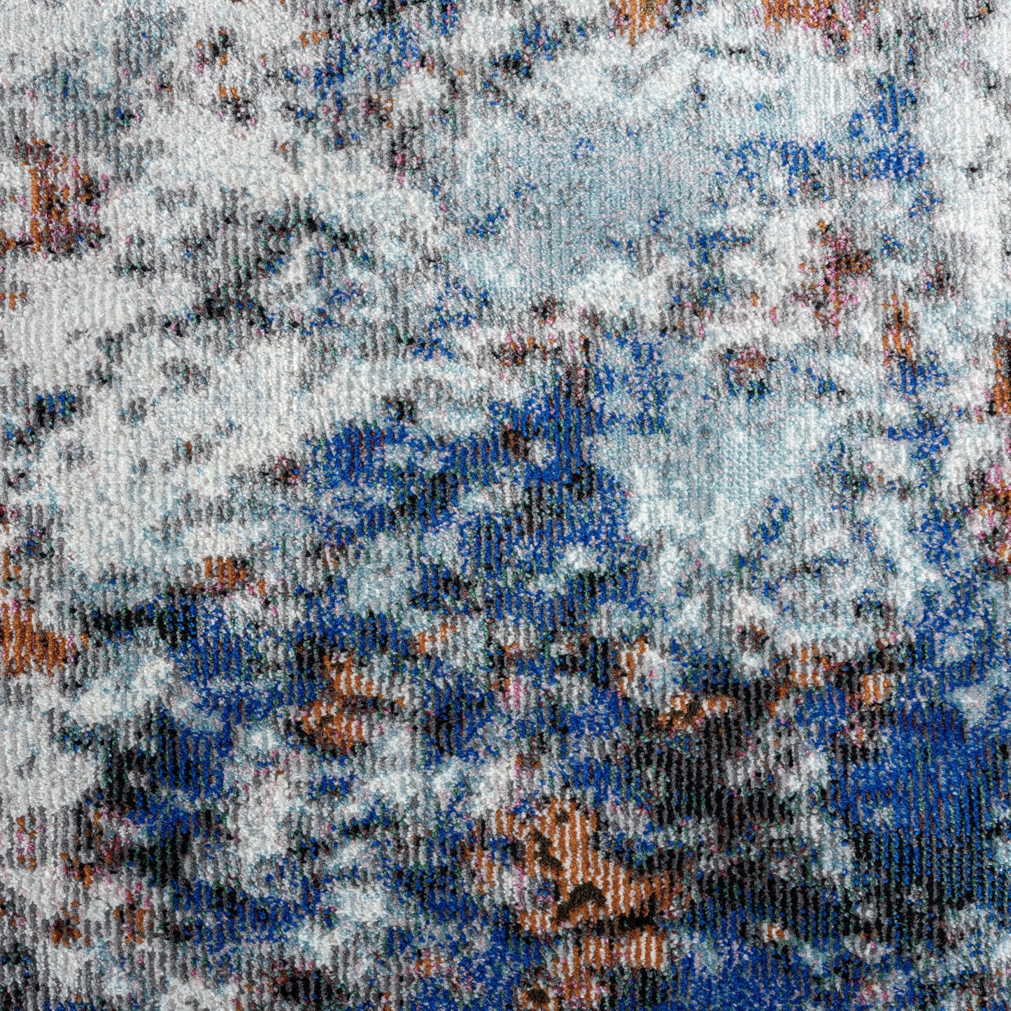 Nimbus-81831 Modern Power-Loomed Dark Blue/Copper/White/Gray Cotton Indoor Area Rug - LR Home