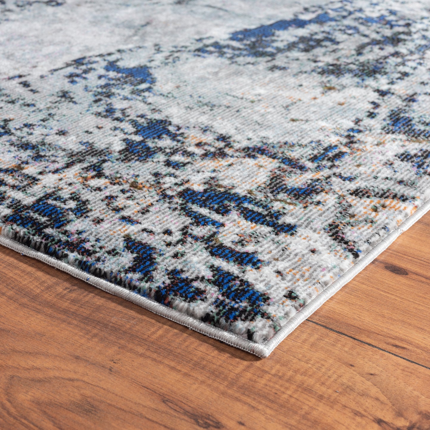 Nimbus-81832 Modern Power-Loomed Gray/Navy/White/Multi Cotton Indoor Area Rug - LR Home