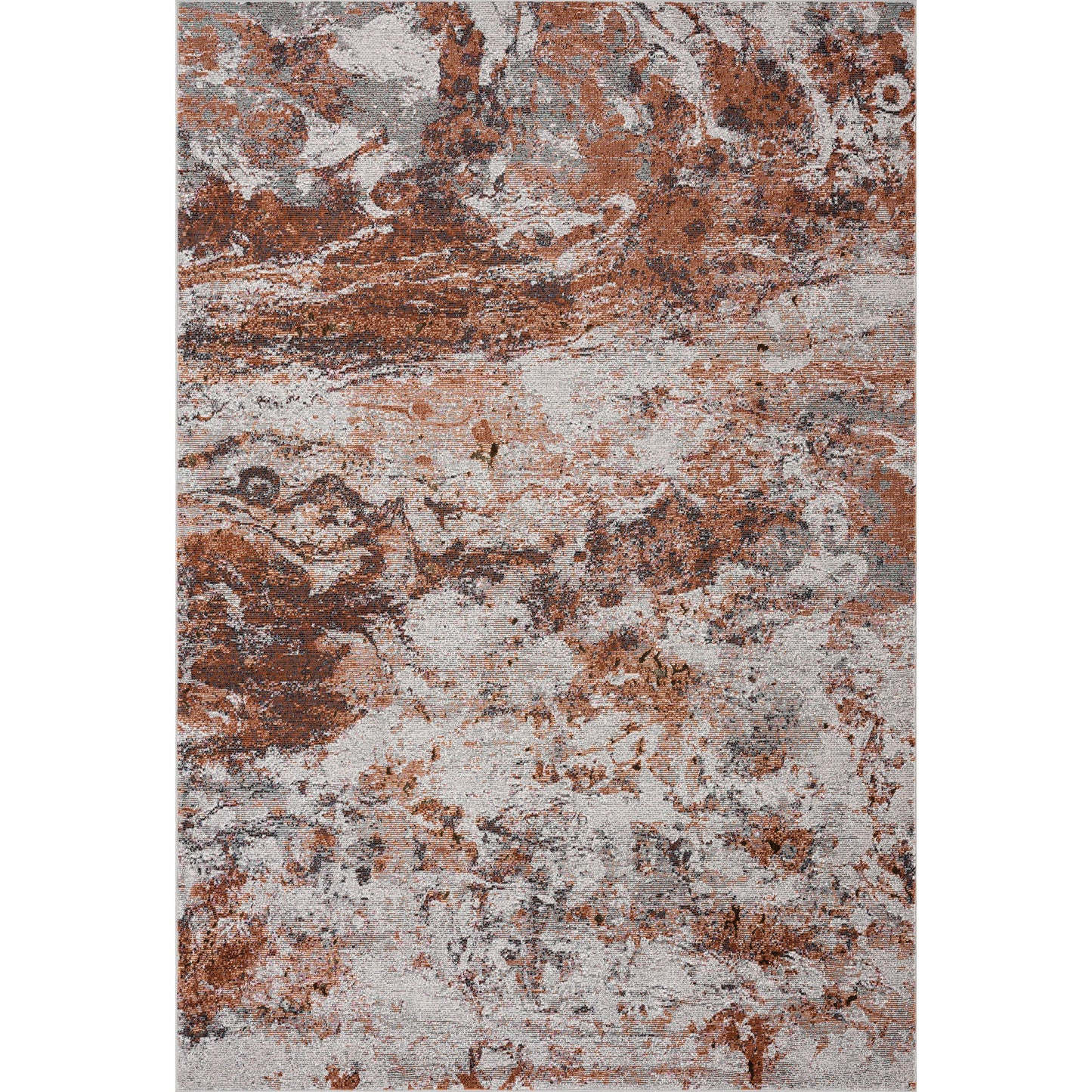 Nimbus-81834 Modern Power-Loomed Orange/Rust/Red/Gray/White Cotton Indoor Area Rug - LR Home