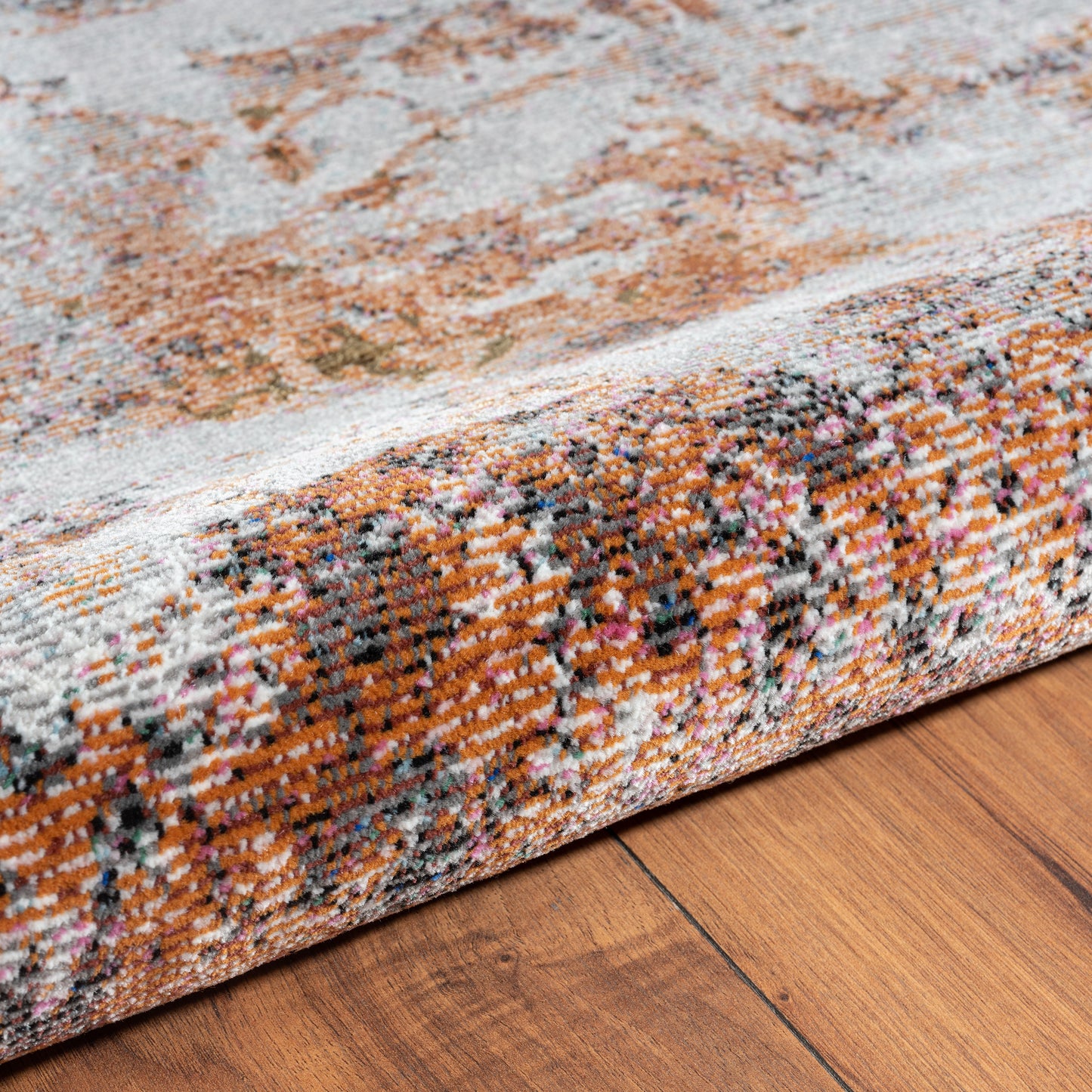 Nimbus-81834 Modern Power-Loomed Orange/Rust/Red/Gray/White Cotton Indoor Area Rug - LR Home