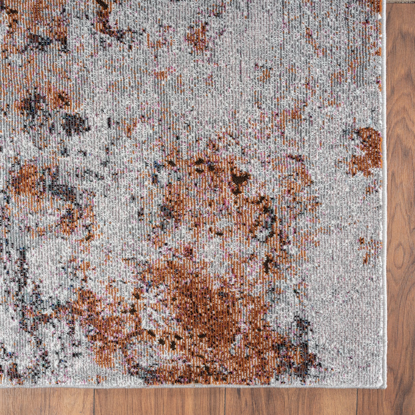 Nimbus-81834 Modern Power-Loomed Orange/Rust/Red/Gray/White Cotton Indoor Area Rug - LR Home