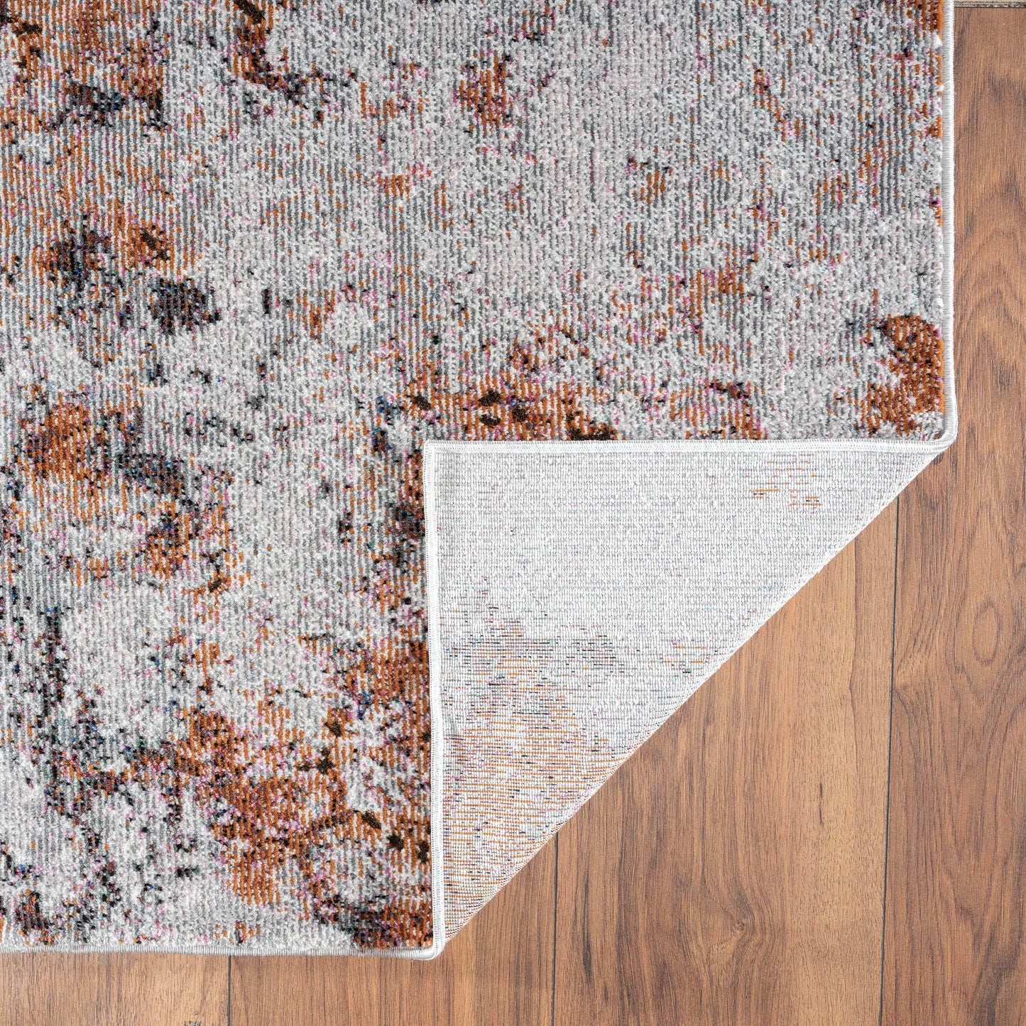 Nimbus-81834 Modern Power-Loomed Orange/Rust/Red/Gray/White Cotton Indoor Area Rug - LR Home