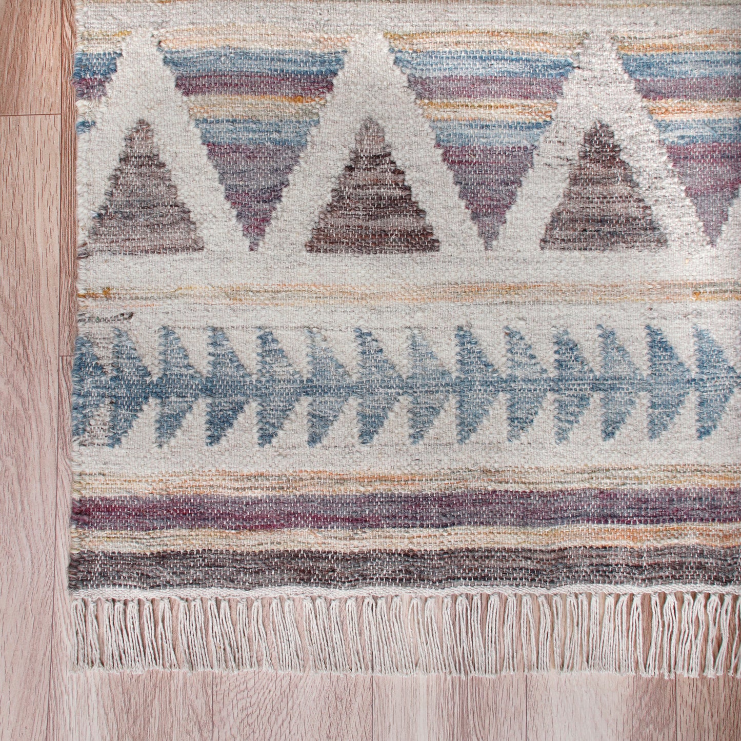 Nimroz-81980 Bohemian/Eclectic Hand-Woven Gray/Tan/Blue/Purple Cotton Indoor Area Rug - LR Home