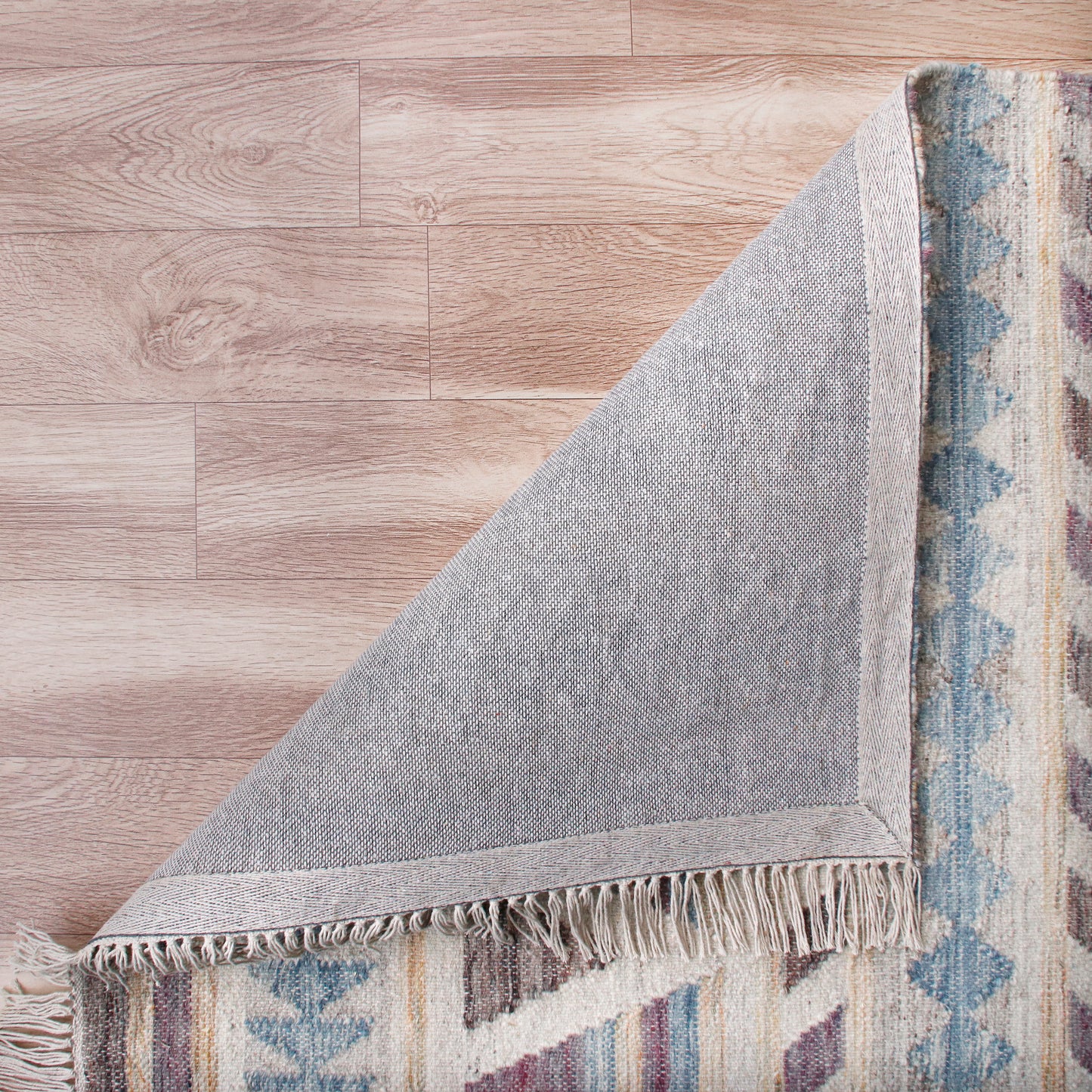 Nimroz-81980 Bohemian/Eclectic Hand-Woven Gray/Tan/Blue/Purple Cotton Indoor Area Rug - LR Home