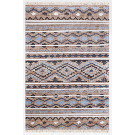 Coastal Cohesion Handwoven Jute and Chotton Dhurrie Area Rug - Silo view