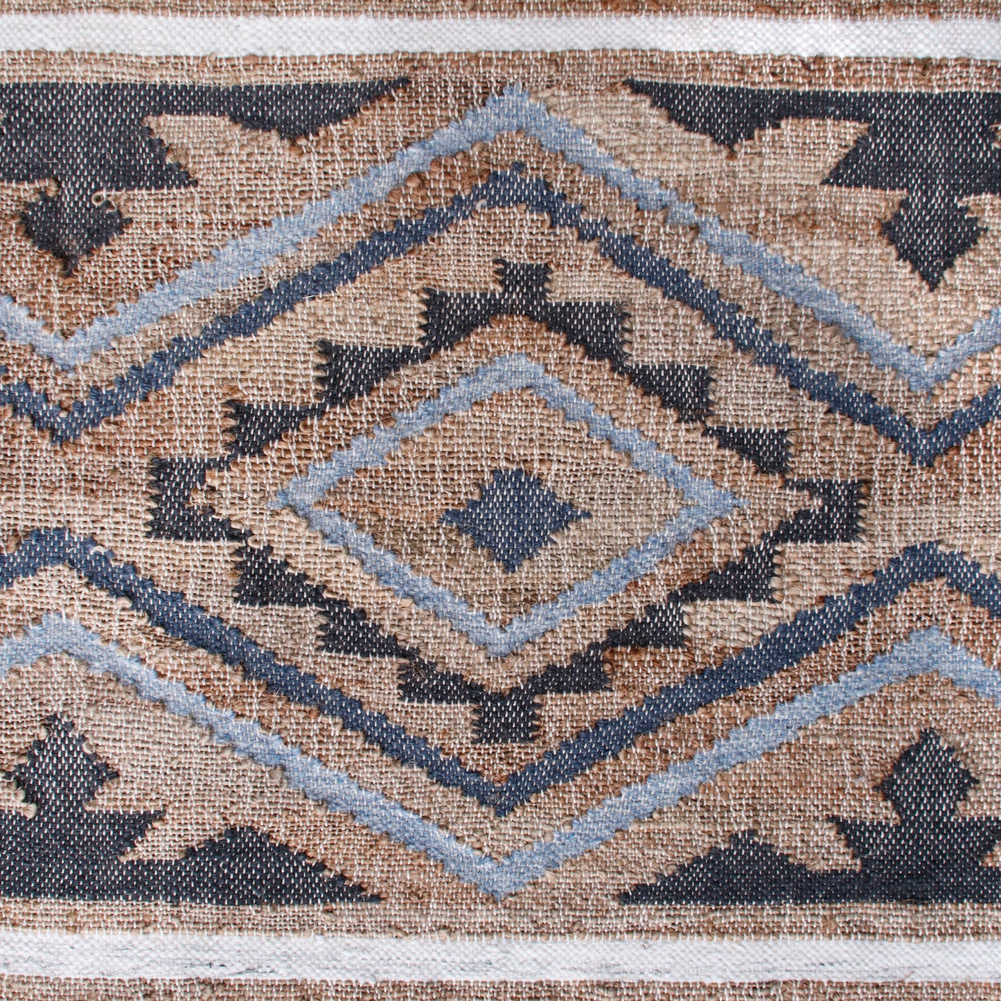 Nimroz-81981 Bohemian/Eclectic Hand-Woven Tan/Light Blue/Navy/White Cotton Indoor Area Rug - LR Home