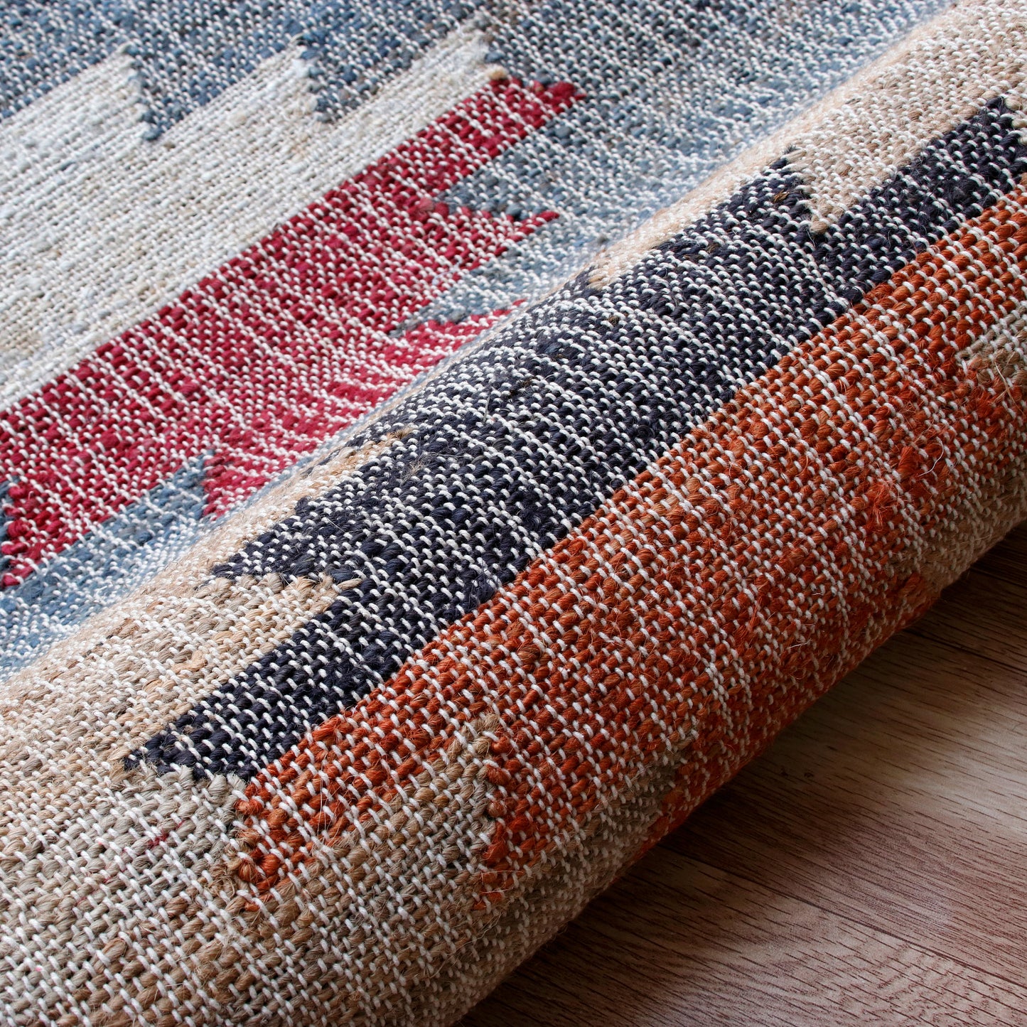 Nimroz-81983 Southwestern Hand-Woven Tan/Gray/Blue/Multi Cotton Indoor Area Rug - LR Home