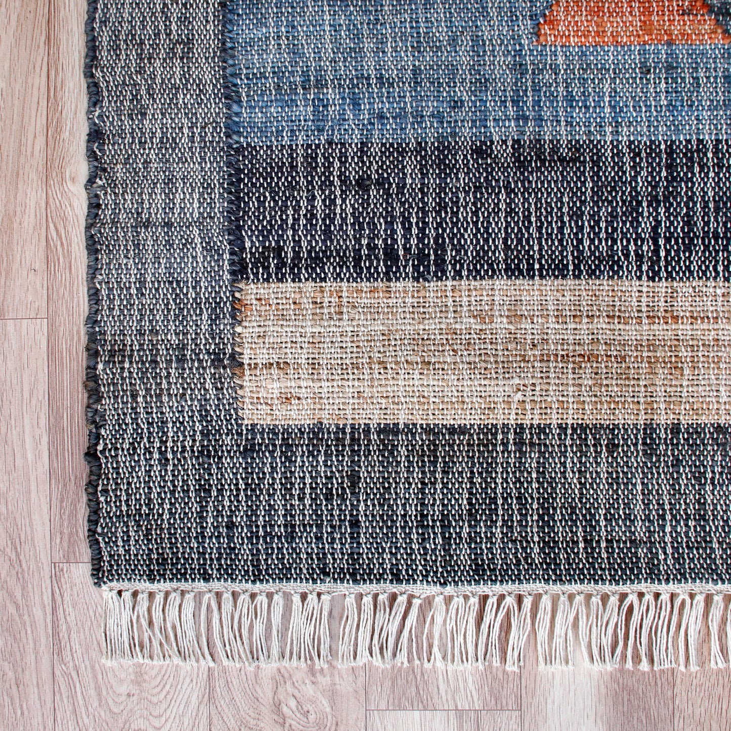 Nimroz-81983 Southwestern Hand-Woven Tan/Gray/Blue/Multi Cotton Indoor Area Rug - LR Home