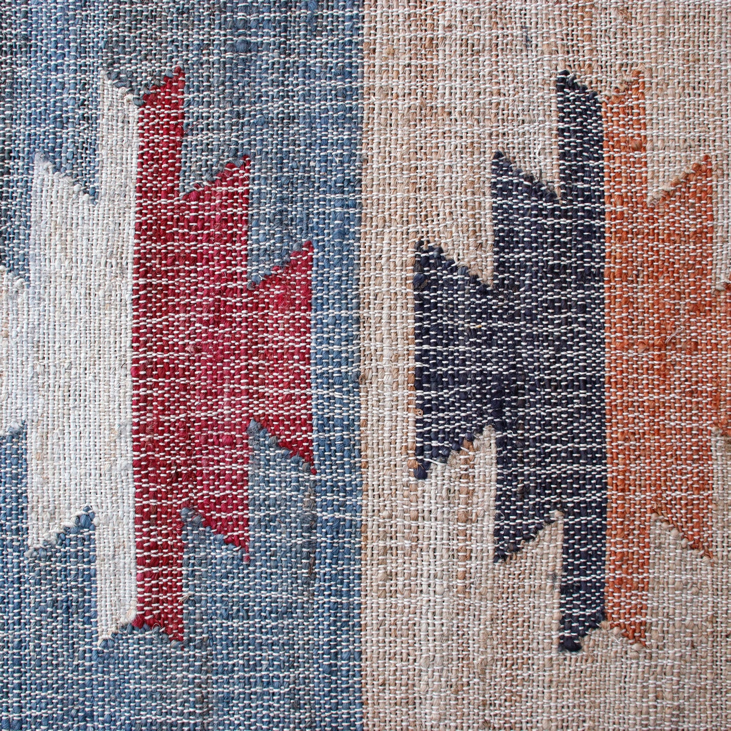 NMROZ-81983 Modern/Contemporary Hand-Woven Tan/Gray/Blue/Multi Jute Blend Indoor Area Rugs - LR Home