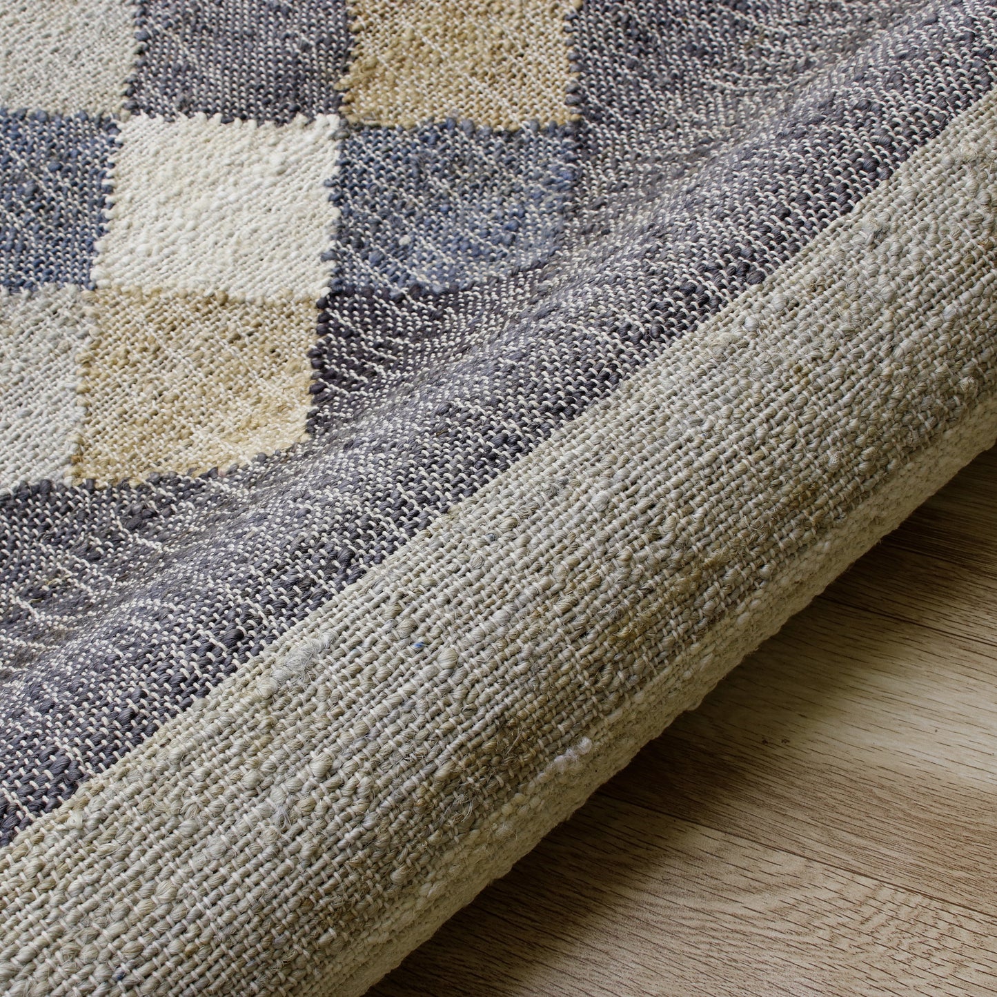 Nimroz-81984 Rustic Hand-Woven Tan/Black/Blue/Gray/White Cotton Indoor Area Rug - LR Home