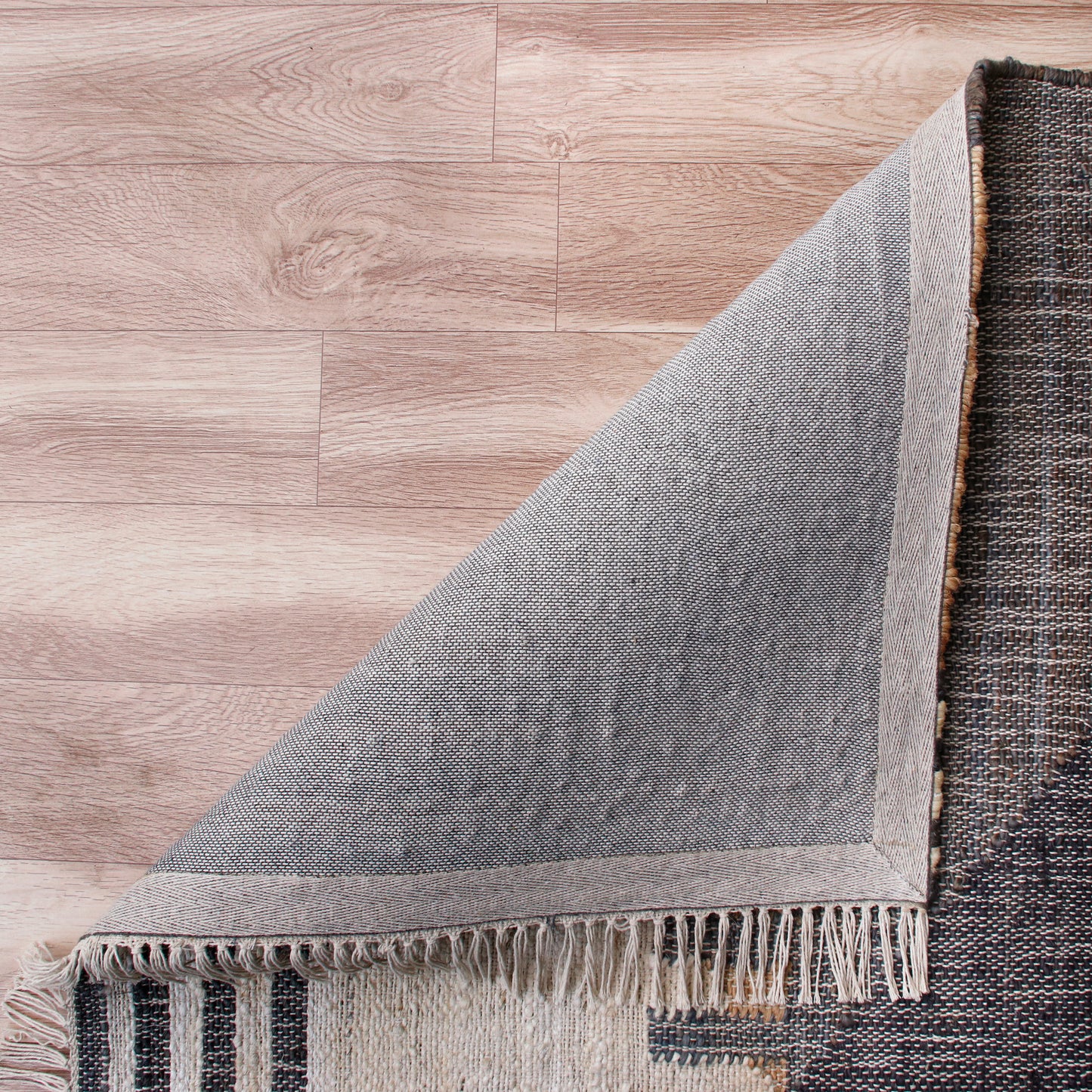 Nimroz-81984 Rustic Hand-Woven Tan/Black/Blue/Gray/White Cotton Indoor Area Rug - LR Home