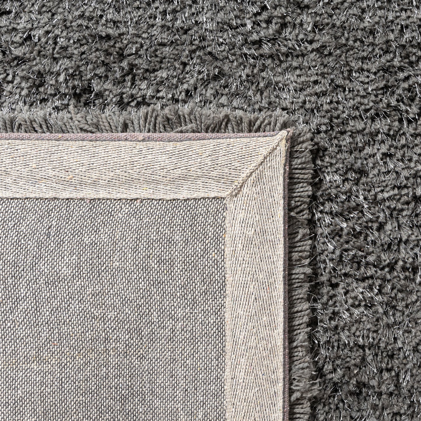 NORVI-82606 Shag Hand-Loomed Charcoal Polyester Indoor Area Rugs - LR Home