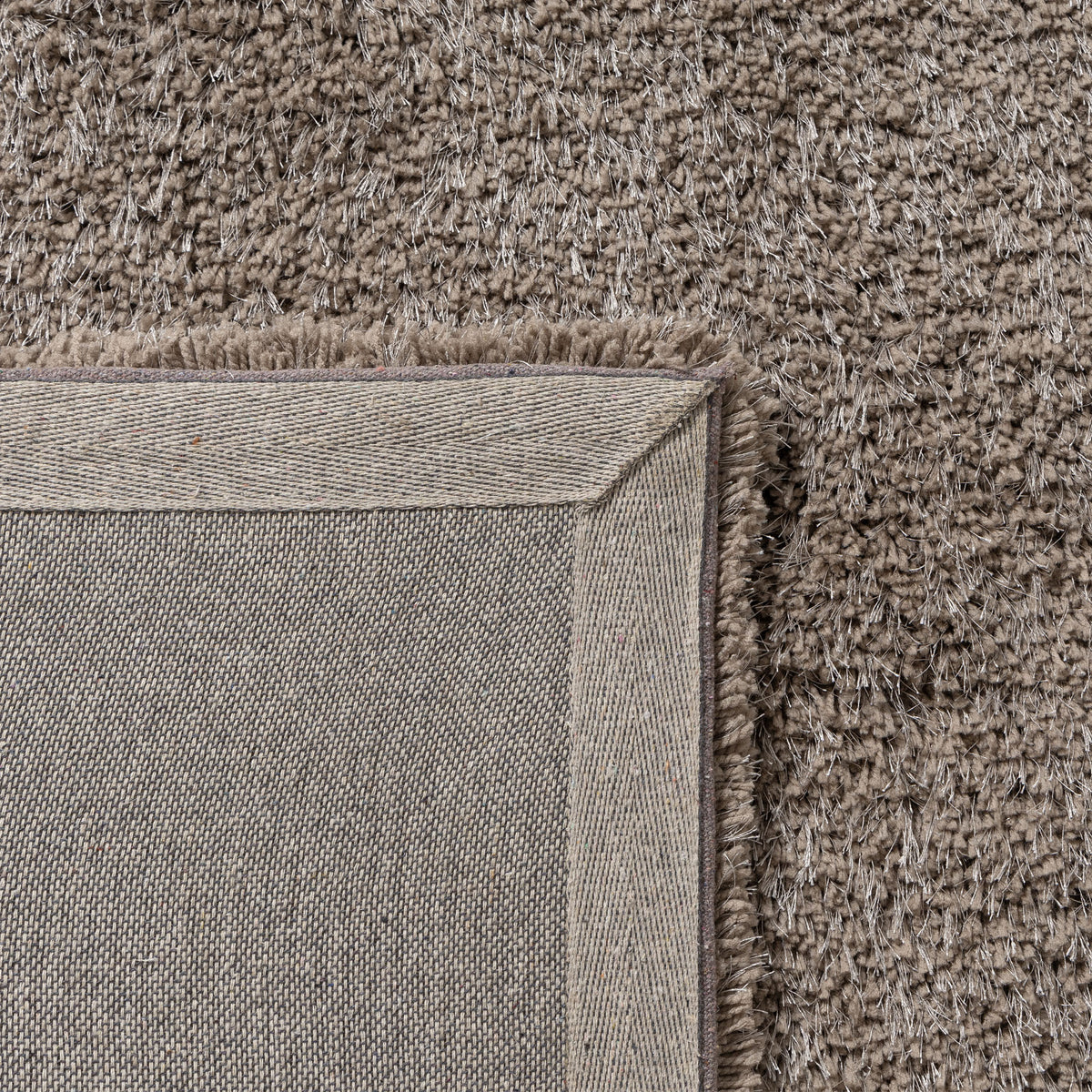Silver Shag Solid Hand-Loomed Polyester Indoor Area Rug - back view