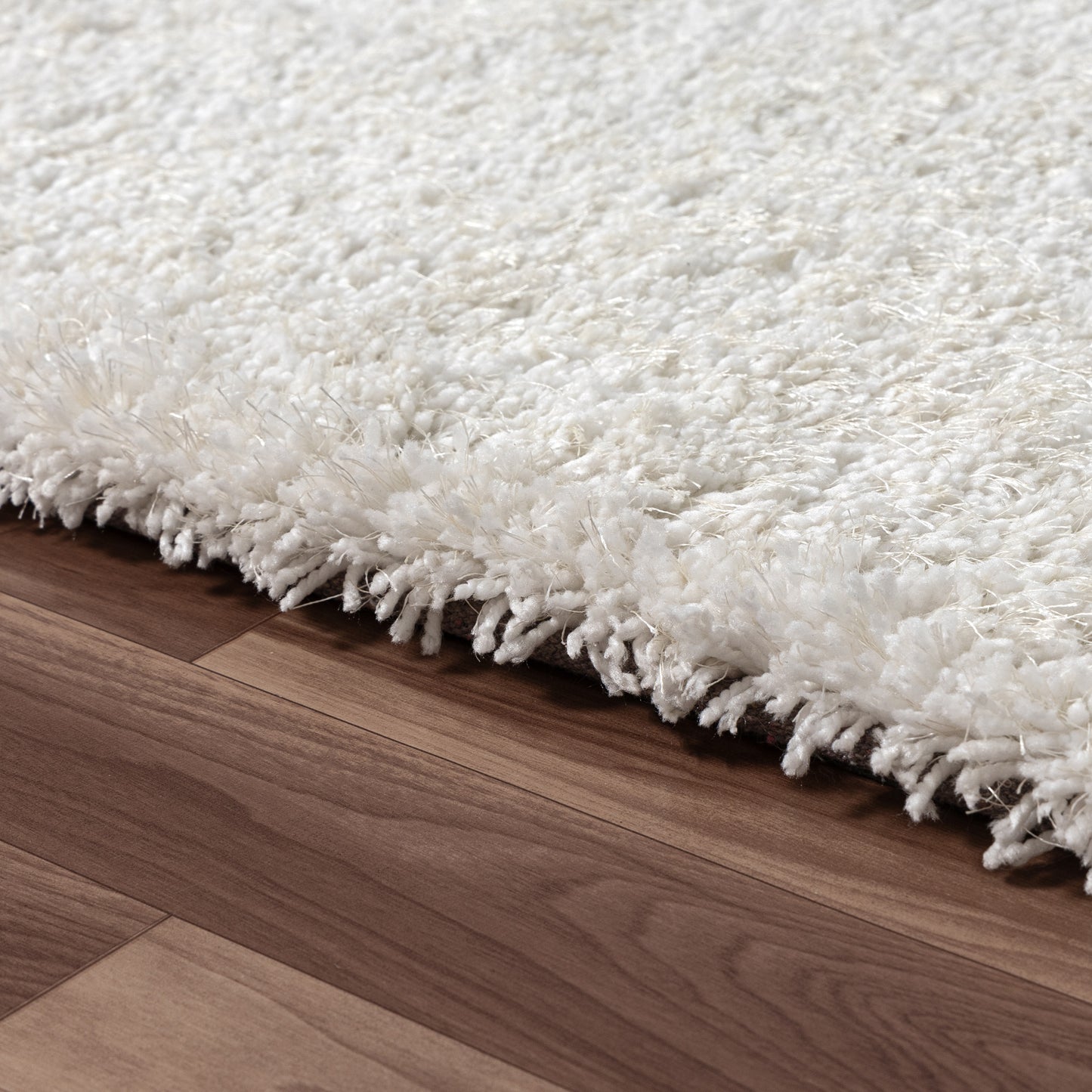 NORVI-82606 Shag Hand-Loomed Ivory Polyester Indoor Area Rugs - LR Home
