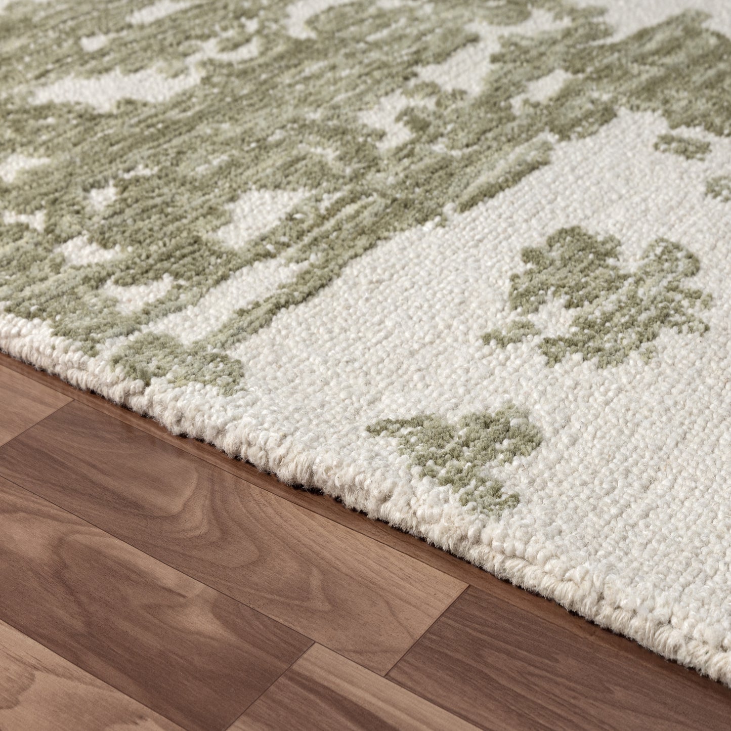 Nuvia-82784 Transitional Hand-Tufted Green/Ivory Cotton Indoor Area Rug - LR Home