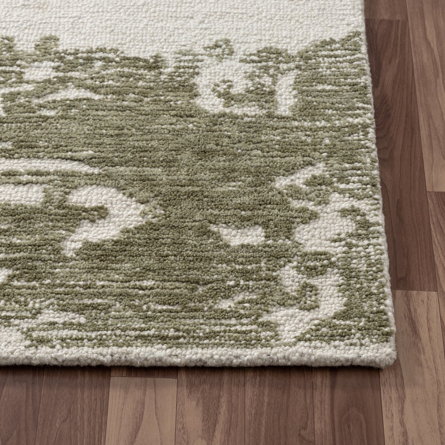 Nuvia-82784 Transitional Hand-Tufted Green/Ivory Cotton Indoor Area Rug - LR Home