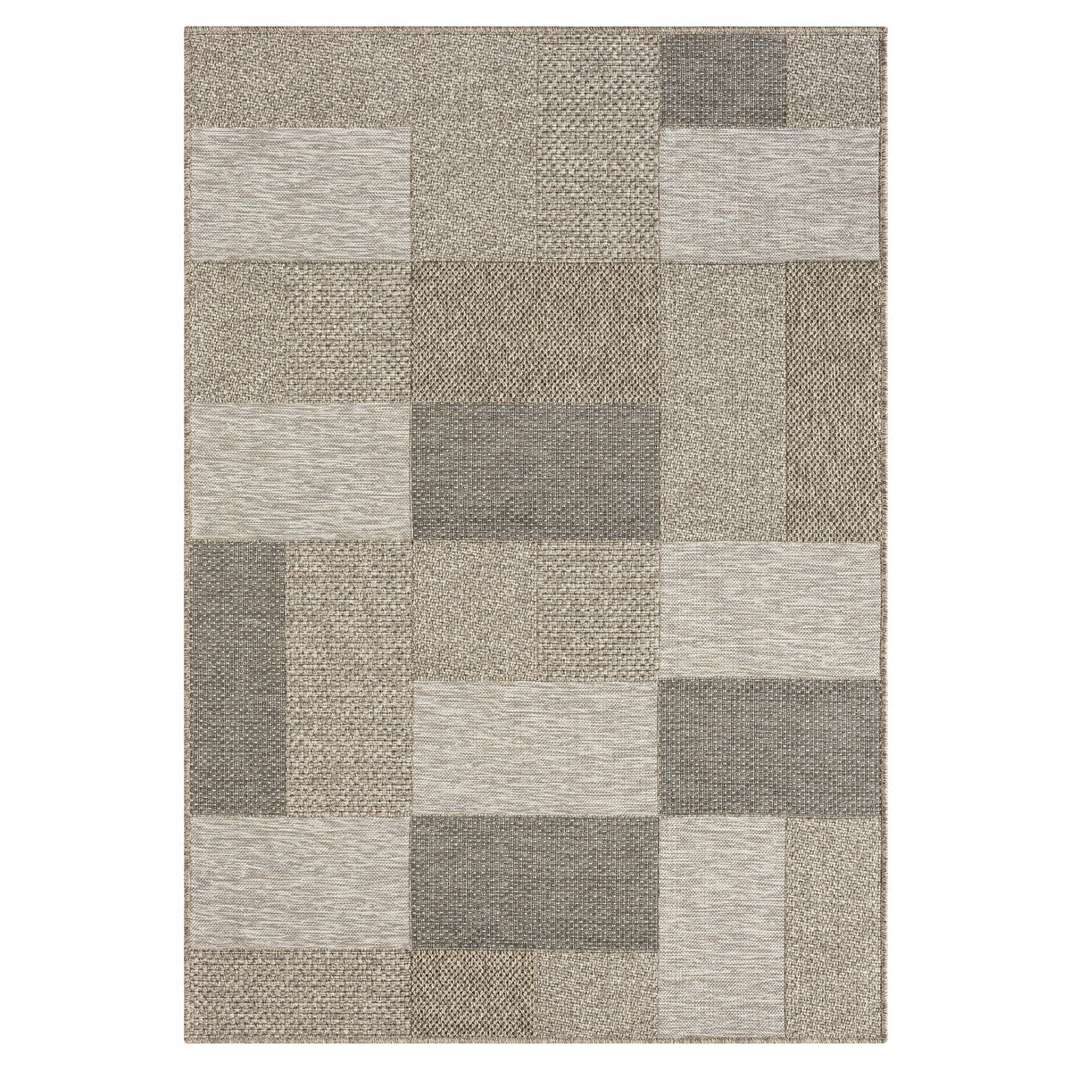 Oslo Modern Color-Block Brown Indoor Outdoor Area Rug - Silo view