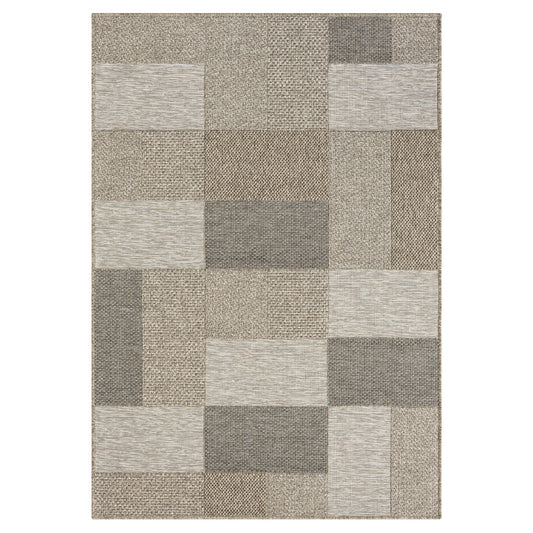 Oslo Modern Color-Block Brown Indoor Outdoor Area Rug - Silo view