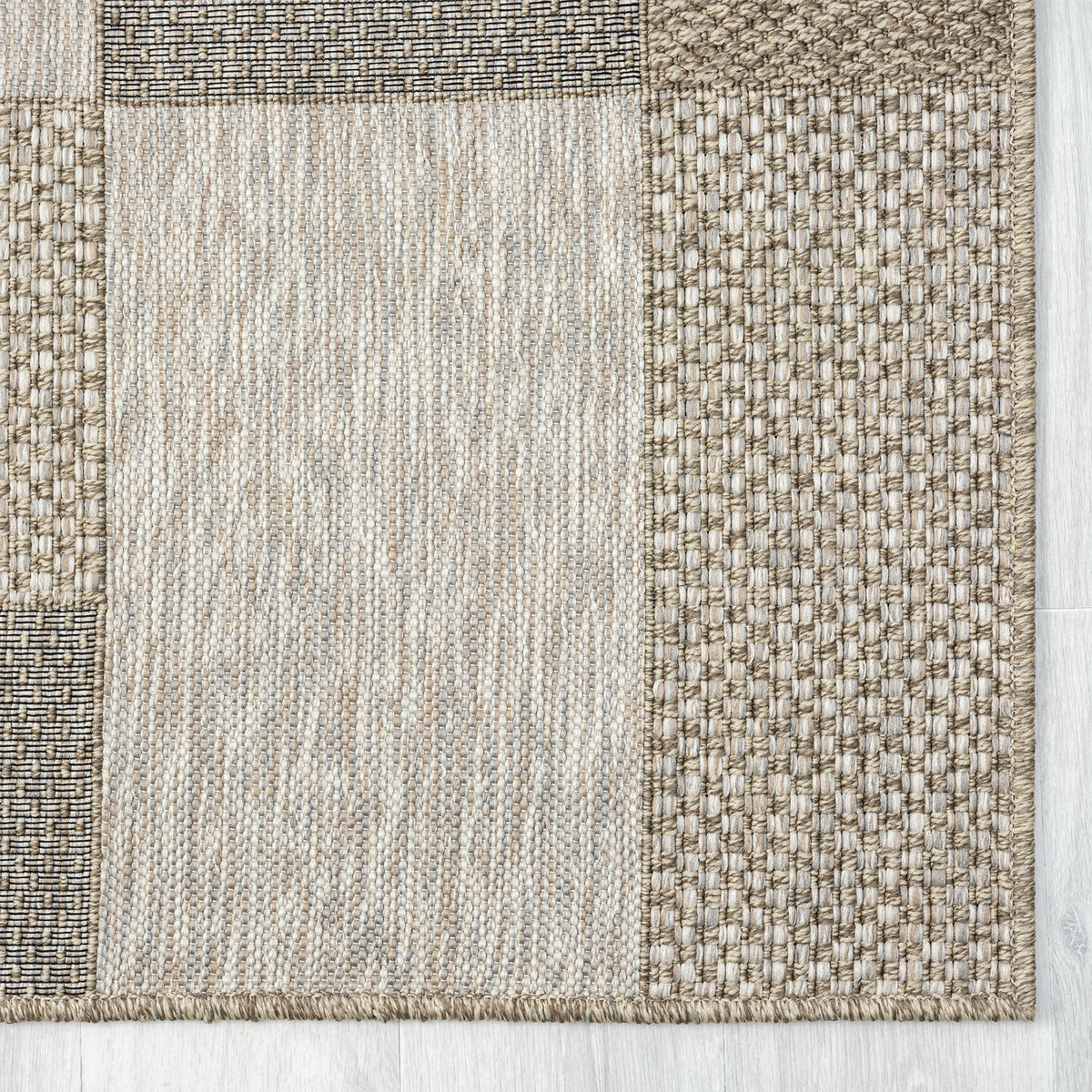 Oslo Modern Color-Block Brown Indoor Outdoor Area Rug - corner view