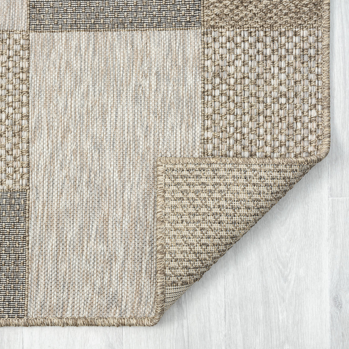 Oslo Modern Color-Block Brown Indoor Outdoor Area Rug - back view