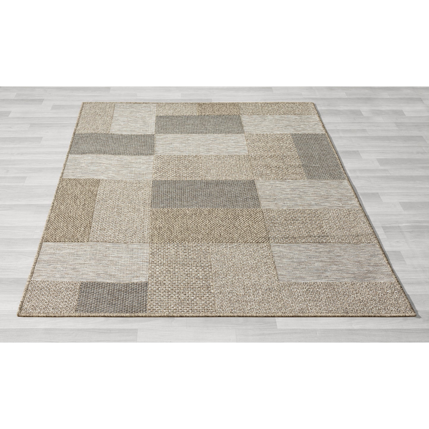 Oslo-82114 Transitional Power-Loomed Tan/Brown Self-Backed Indoor/Outdoor Area Rug - LR Home