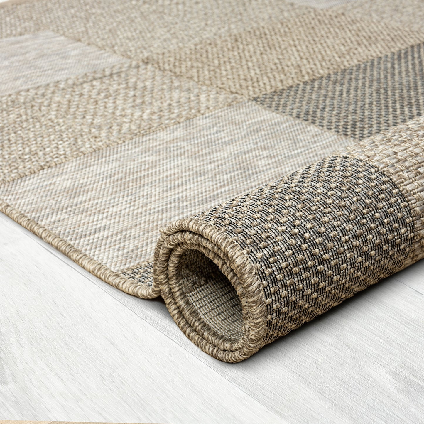 OSLOC-82114 Transitional/Casual Machine Made Tan/Brown Resistant Poly Indoor/Outdoor Area Rugs - LR Home