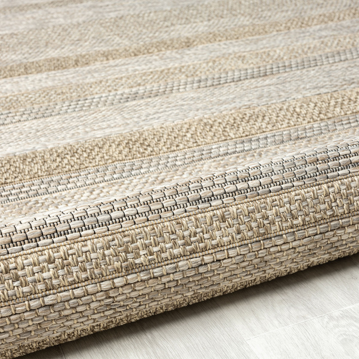 Oslo Modern Striped Brown Indoor Outdoor Area Rug - close-up detail
