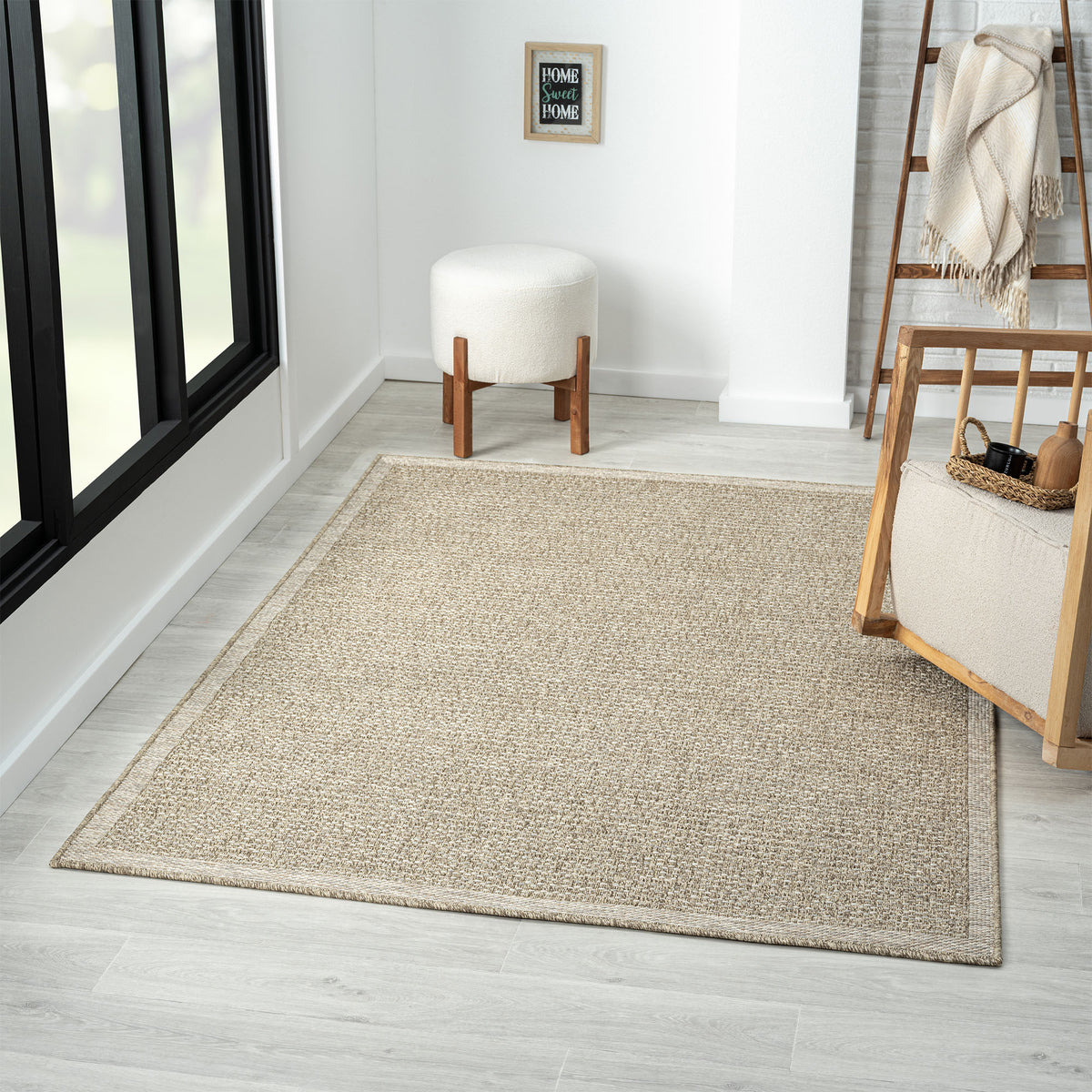 Oslo Modern Solid Brown Indoor Outdoor Area Rug - lifestyle view