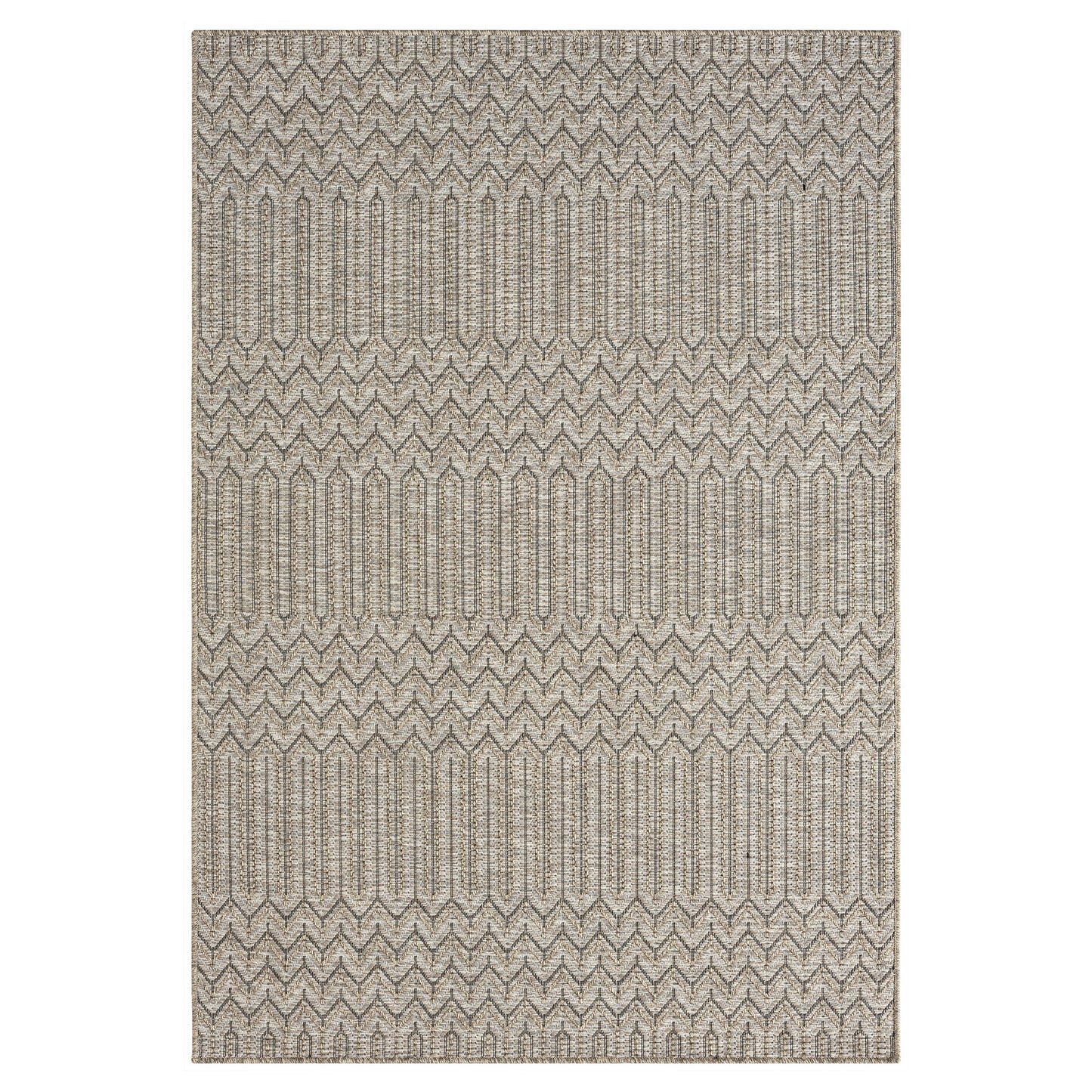 Oslo-82117 Transitional Power-Loomed Tan/Brown Self-Backed Indoor/Outdoor Area Rug - LR Home