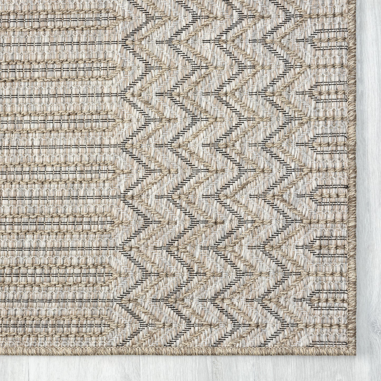 Oslo-82117 Transitional Power-Loomed Tan/Brown Self-Backed Indoor/Outdoor Area Rug - LR Home