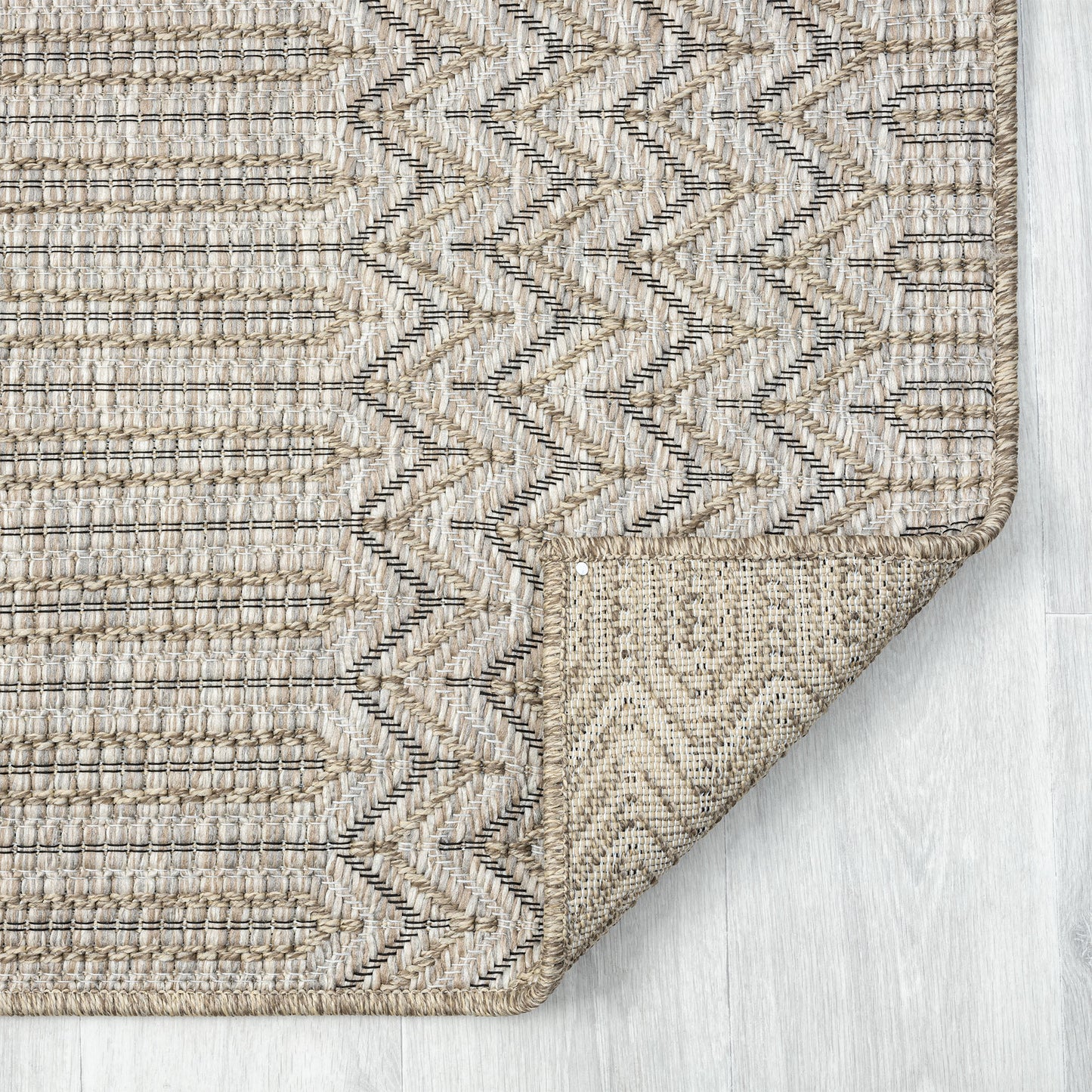 OSLOC-82117 Transitional/Casual Machine Made Tan/Brown Resistant Poly Indoor/Outdoor Area Rugs - LR Home
