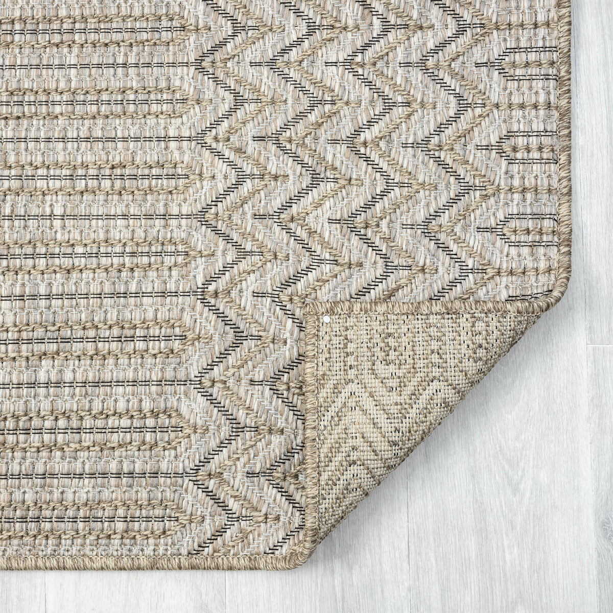 Oslo Modern Chevron Brown Indoor Outdoor Area Rug - back view
