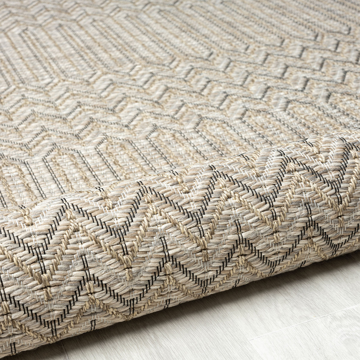 Oslo Modern Chevron Brown Indoor Outdoor Area Rug - detail view
