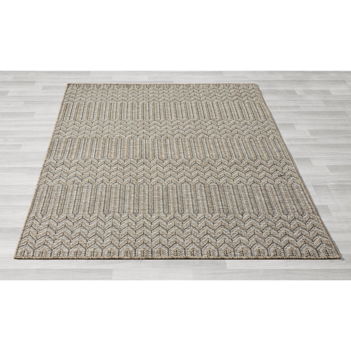 Oslo Modern Chevron Brown Indoor Outdoor Area Rug - lifestyle view 3