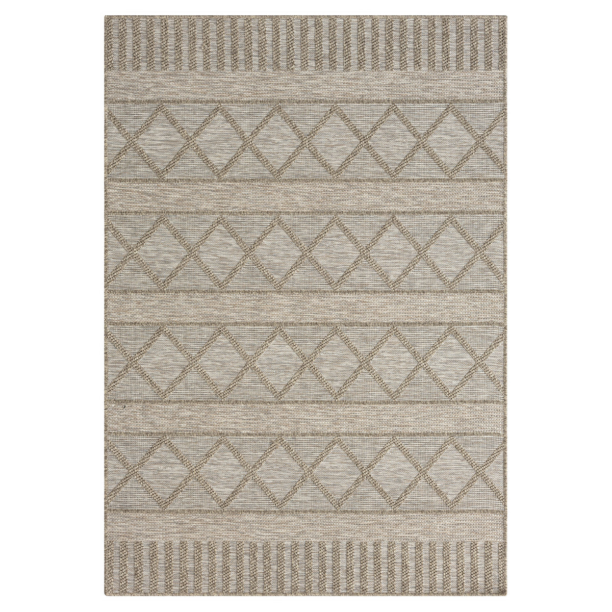 Oslo Contemporary Diamond Brown Indoor Outdoor Area Rug - Silo view