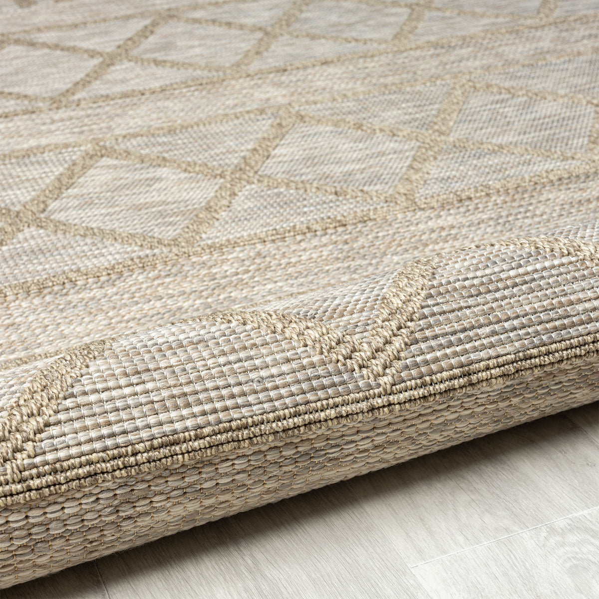 Oslo Contemporary Diamond Brown Indoor Outdoor Area Rug - close-up detail