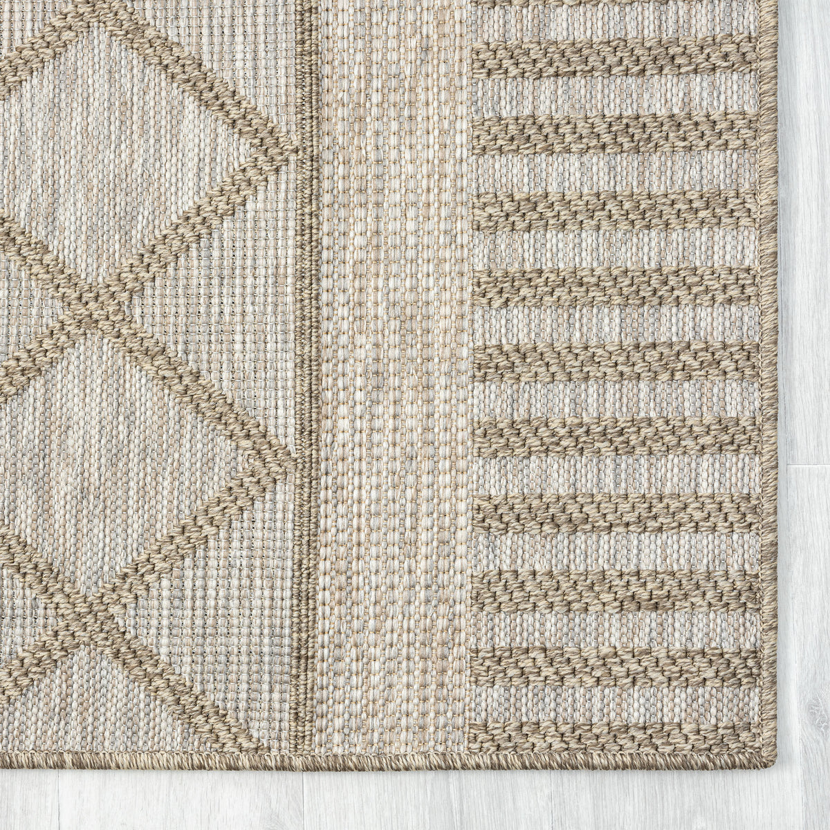 Oslo Contemporary Diamond Brown Indoor Outdoor Area Rug - corner view